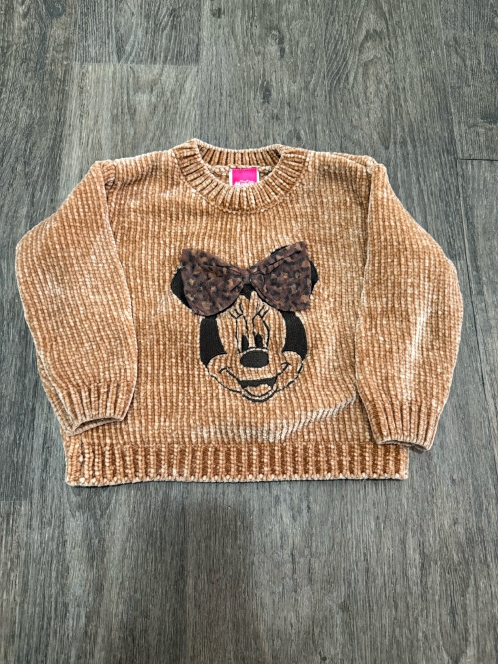 2T Minnie Mouse Graphic Chenille Sweater - Tan